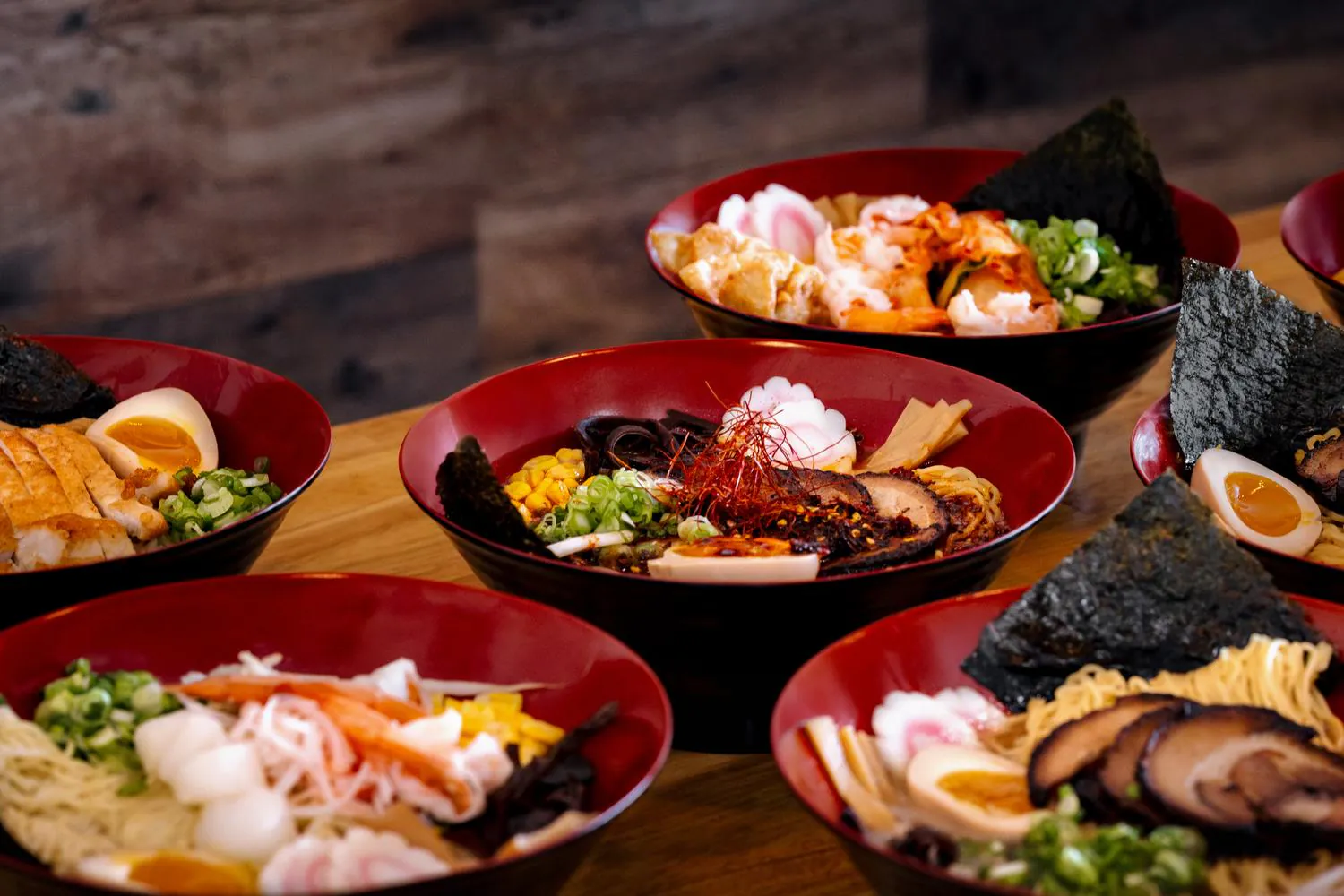 Assorted Ramen Bowls at Robins Poke & Ramen, Asian Restaurant in Warner Robins