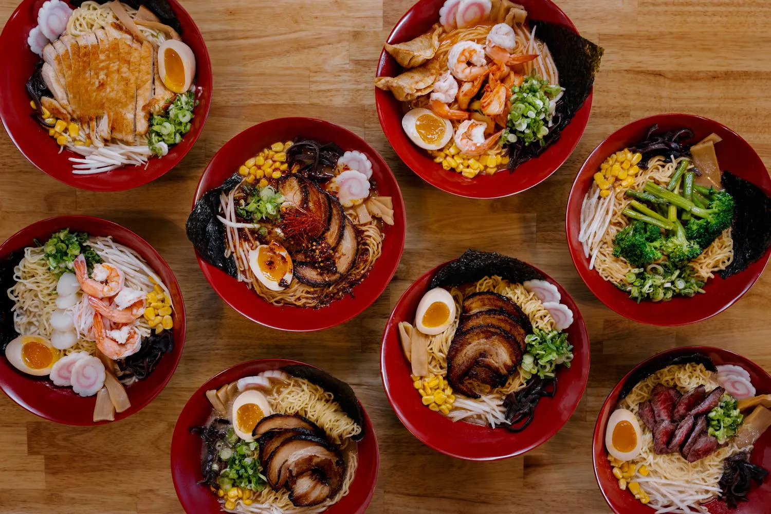 Assorted Ramen Collection at Robins Poke & Ramen, Asian Restaurant in Warner Robins
